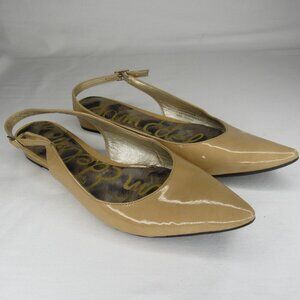 Sam Edelman Beige Patent Leather IONIA Slingback Flat Women's 8.5
